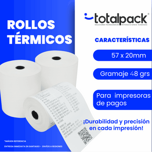 Pack de Rollo Térmico 57x20 48g - TotalPack