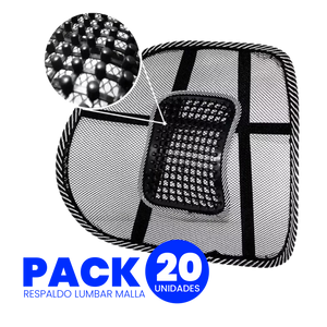 respaldo lumbar de malla
pack respaldo lumbar 20 unidades
respaldo ergonómico para oficina
soporte lumbar para sillas de escritorio
respaldo para dolor de espalda en el trabajo
ergonomía para equipos de trabajo
accesorio ergonómico para silla
respaldo malla transpirable
silla con apoyo lumbar
mejorar postura en oficina
respaldo lumbar contra ciática y lumbago
ergonomía en el puesto de trabajo
respaldo lumbar cómodo y ventilado
respaldo ajustable para sillas de oficina
pack ergonómico para empresas y oficina