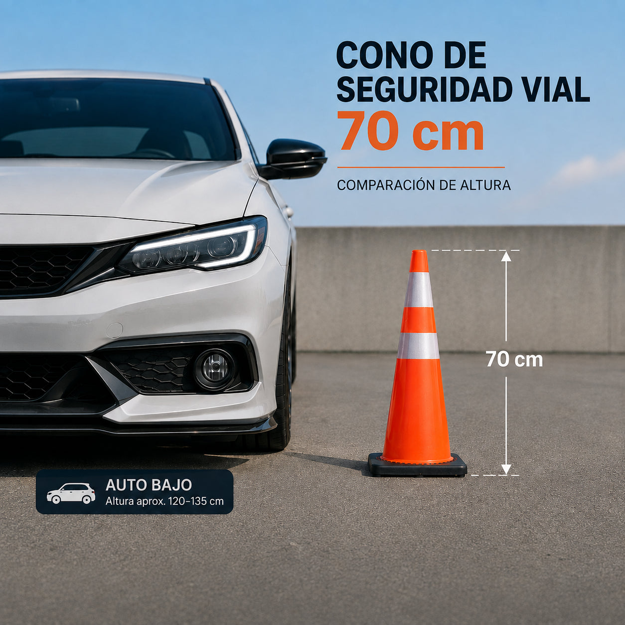 Cono Antiviento con Doble Cinta 70 cm