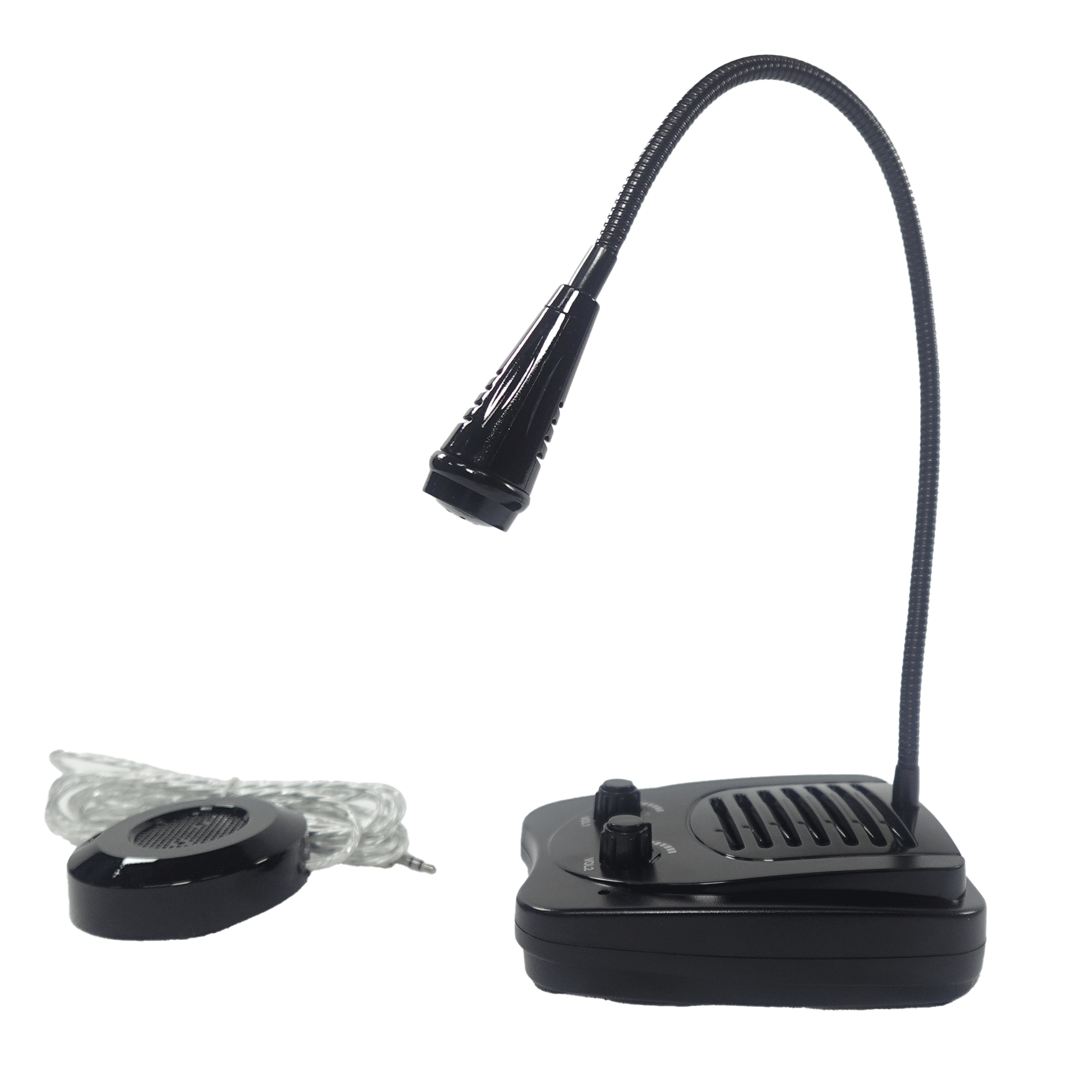 intercomunicador ventanilla negro, comunicación sin interrupciones, sonido claro, dispositivo profesional, intercomunicador para atención al cliente