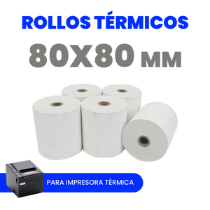 Caja con 50 rollos térmicos 80x80 de alta calidad. Impresión nítida y duradera para POS, boletas y facturación. Ideal para negocios de alto volumen
