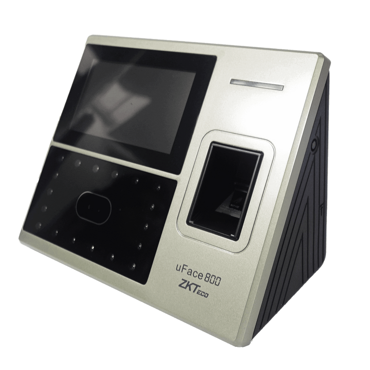 terminal multibiométrico ZKTeco uFace800, control de asistencia biométrico, reconocimiento facial y huella digital, reloj biométrico ZKTeco, gestión de tiempo y asistencia, control de acceso con tarjeta RFID, dispositivo de control de personal, seguridad biométrica empresarial, terminal de identificación multifactor, sistema de control de acceso avanzado