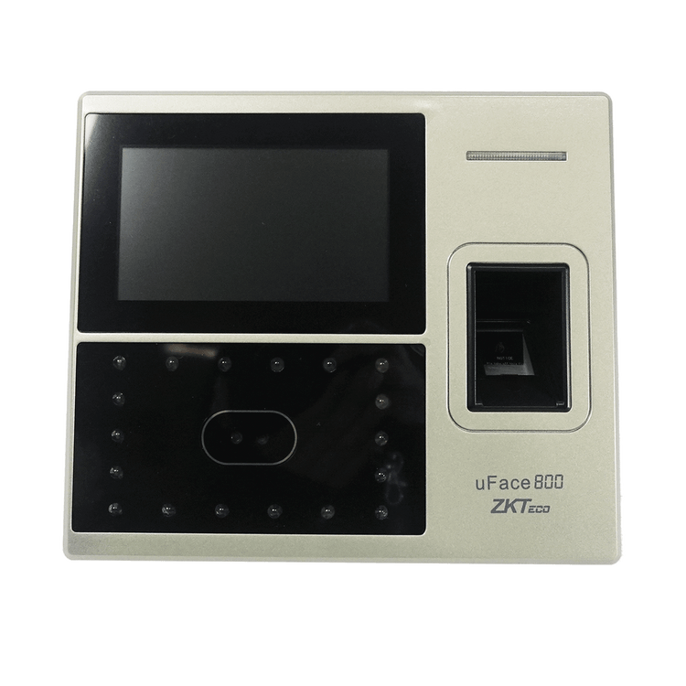 terminal multibiométrico ZKTeco uFace800, control de asistencia biométrico, reconocimiento facial y huella digital, reloj biométrico ZKTeco, gestión de tiempo y asistencia, control de acceso con tarjeta RFID, dispositivo de control de personal, seguridad biométrica empresarial, terminal de identificación multifactor, sistema de control de acceso avanzado