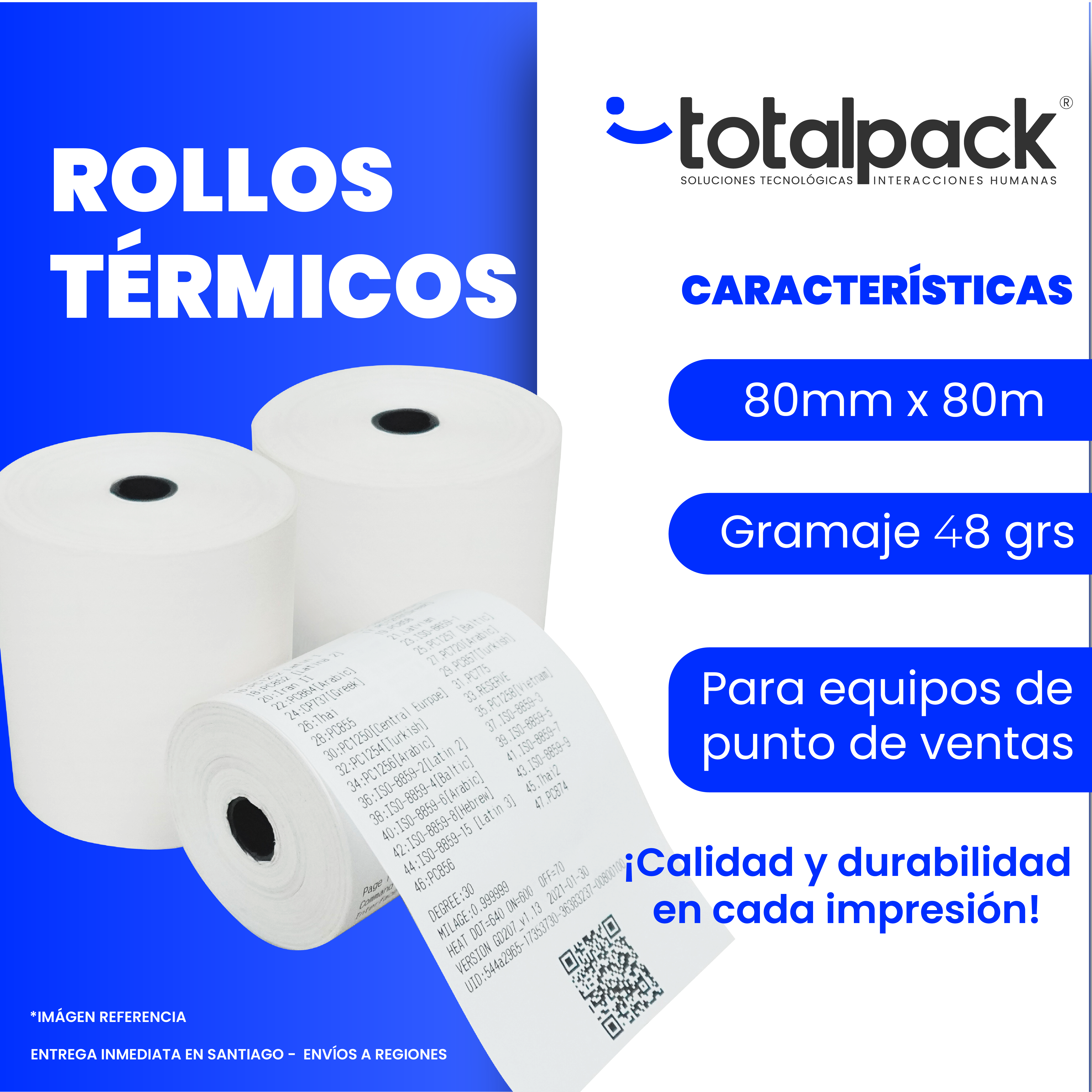 rollos térmicos 80x80 de alta calidad. Impresión nítida y duradera para POS, boletas y facturación. Ideal para negocios de alto volumen.
