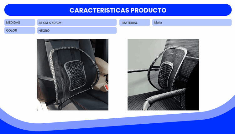 Respaldo lumbar malla - TotalPack